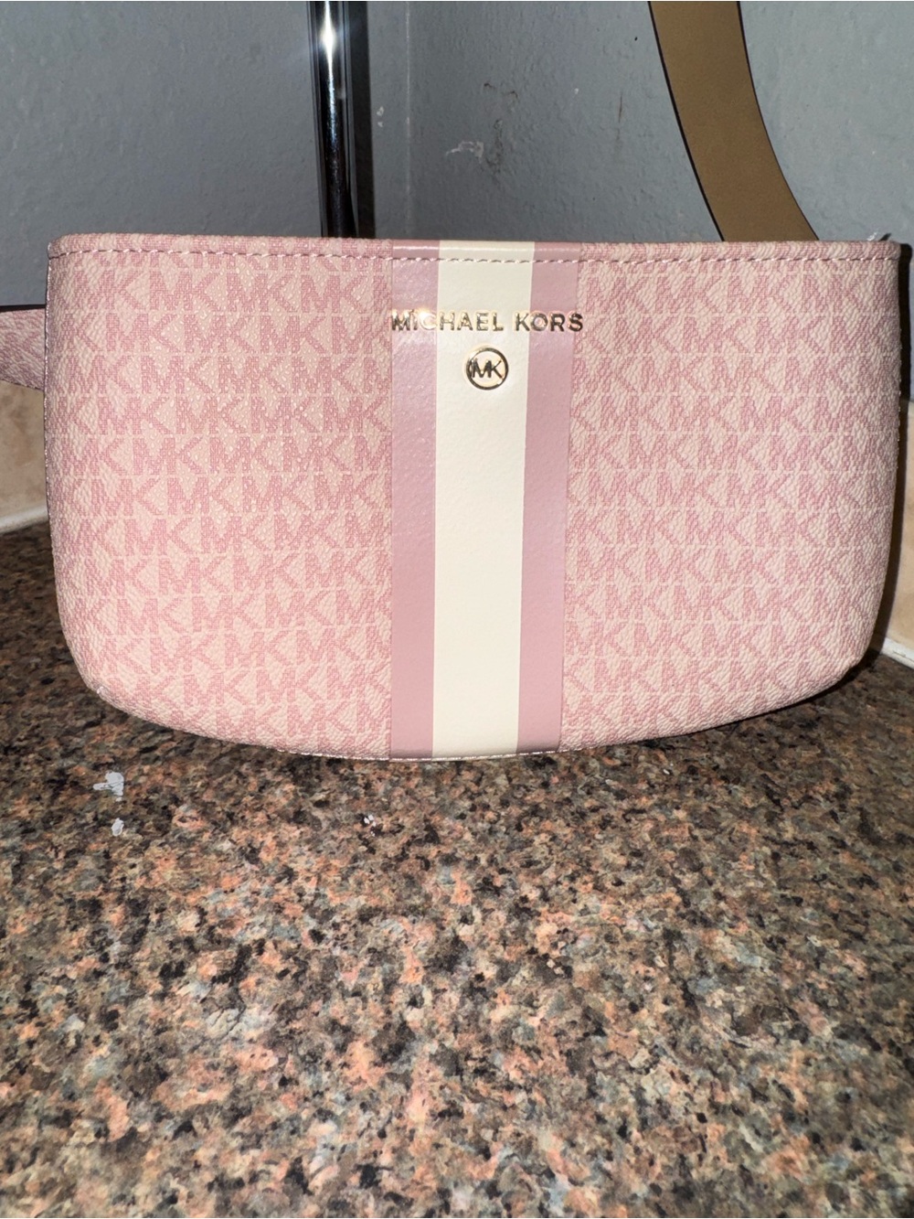 Michael Kors Signature Center Stripe Belt Bag / Fanny Pack.
